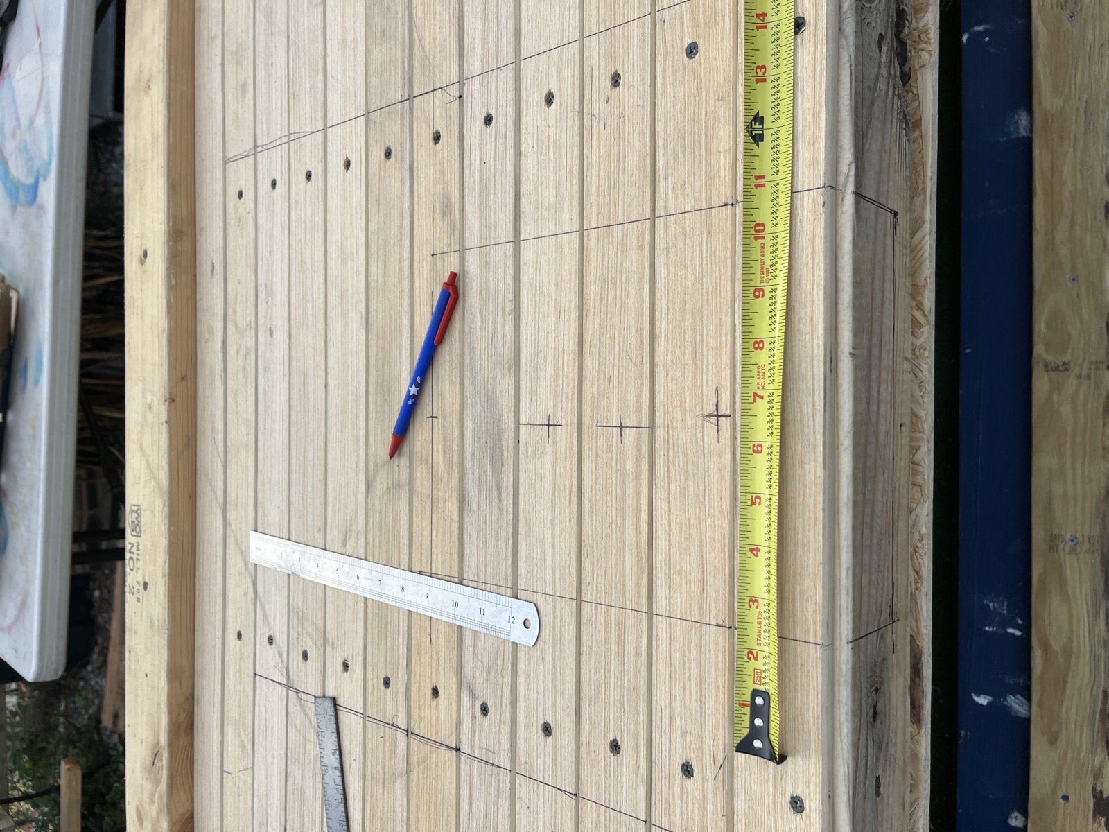 Mixer cutout laid out, measured and marked in pencil